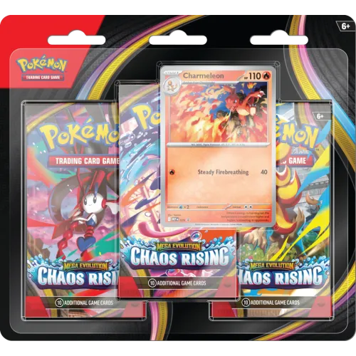 Pokemon TCG: Mega Evolution — Chaos Rising, 3-Pack Blister (3 бустери + промо-картка)
