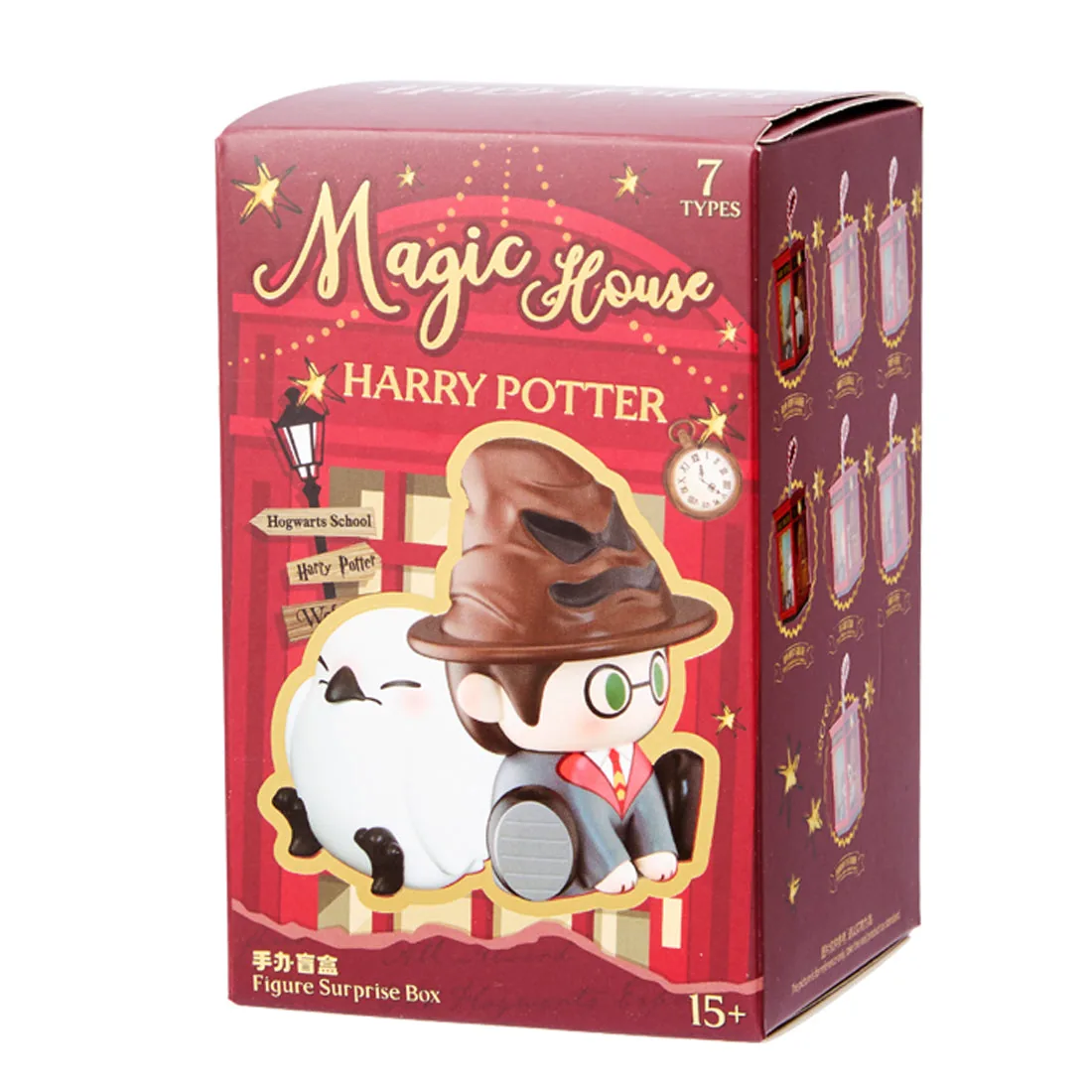 Коробка блайнд-боксу MINISO Magic House Harry Potter з Гаррі в Сортувальному капелюсі та совою